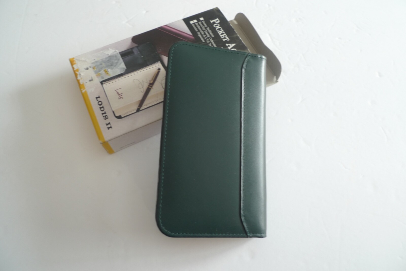 LODIS- LEATHER POCKET AGENDA- NEW OLD 1996 STOCK- IN PACKAGE-GREEN LEATHER