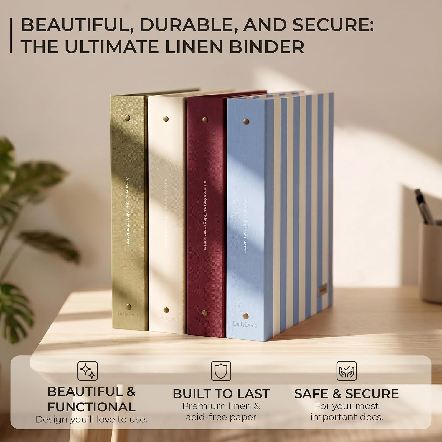 Document Organizer Binder for Important Papers & Passports, Oat