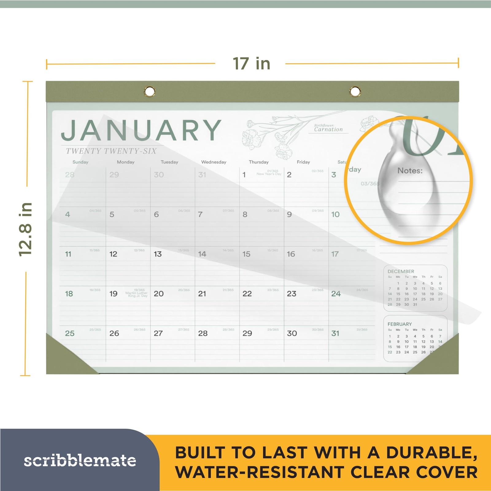 2026 Desk Calendar 17×12 Runs Until June 2027 Work Calendar with To-do List &…