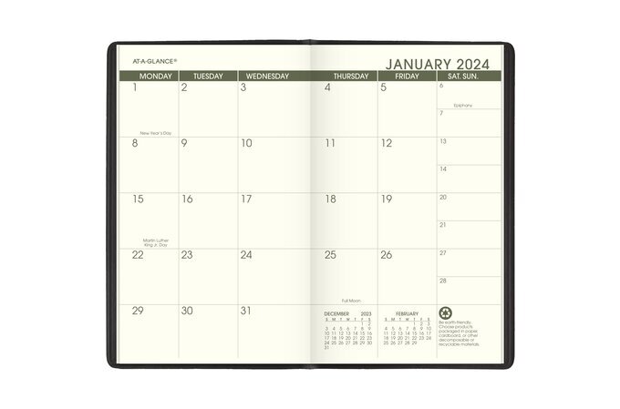 AT-A-GLANCE Recycled 2024-2025 Pocket Planner, Size 3-1/2 x 6 -70-024G-05