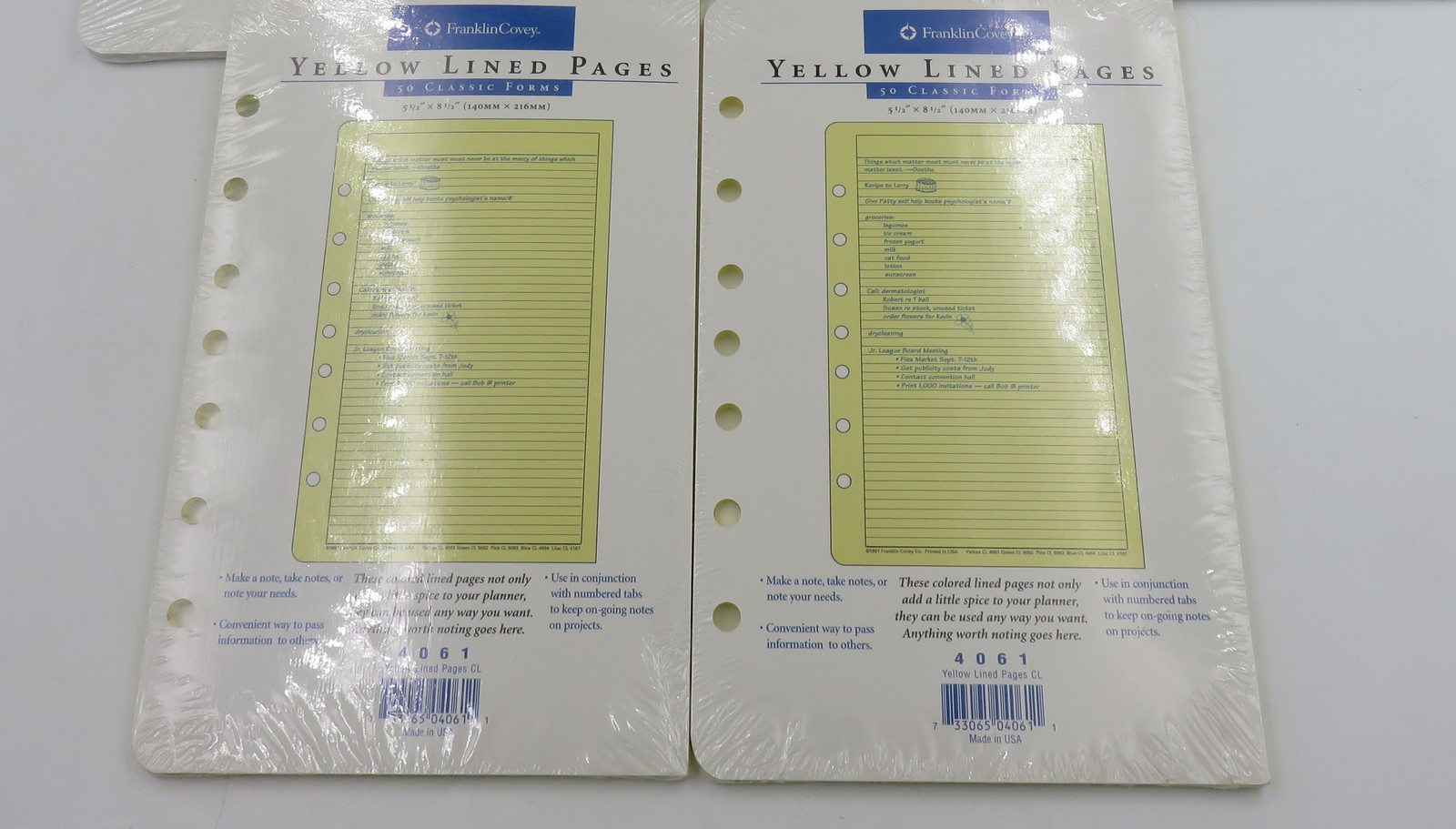 2 New Franklin Covey Yellow Lined Pg Planner Refill 40616 Classic Size Made USA