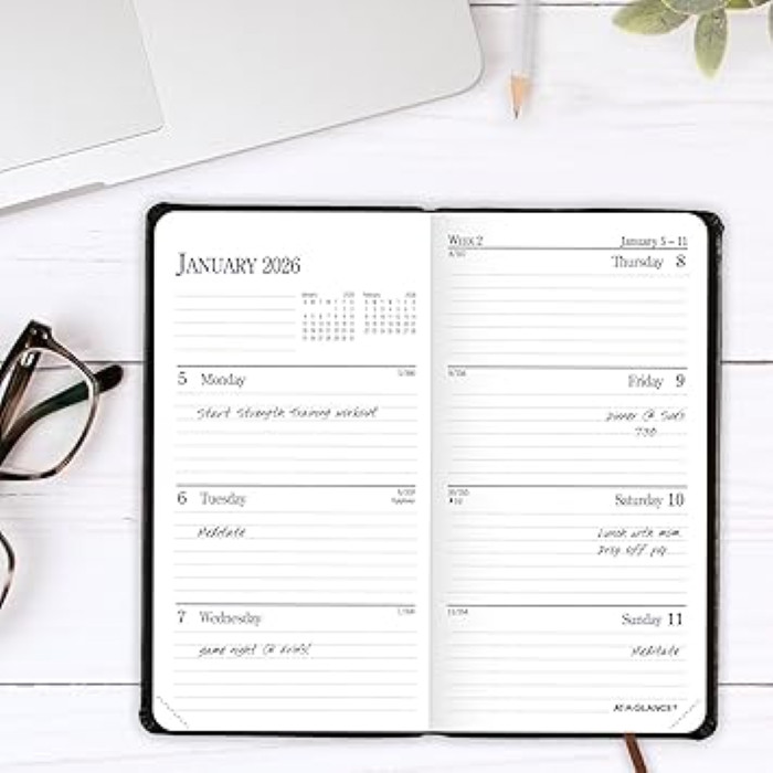 AT-A-GLANCE (74020526) 2026 Diary Weekly & Monthly, 3″ x 6″ Pocket Size