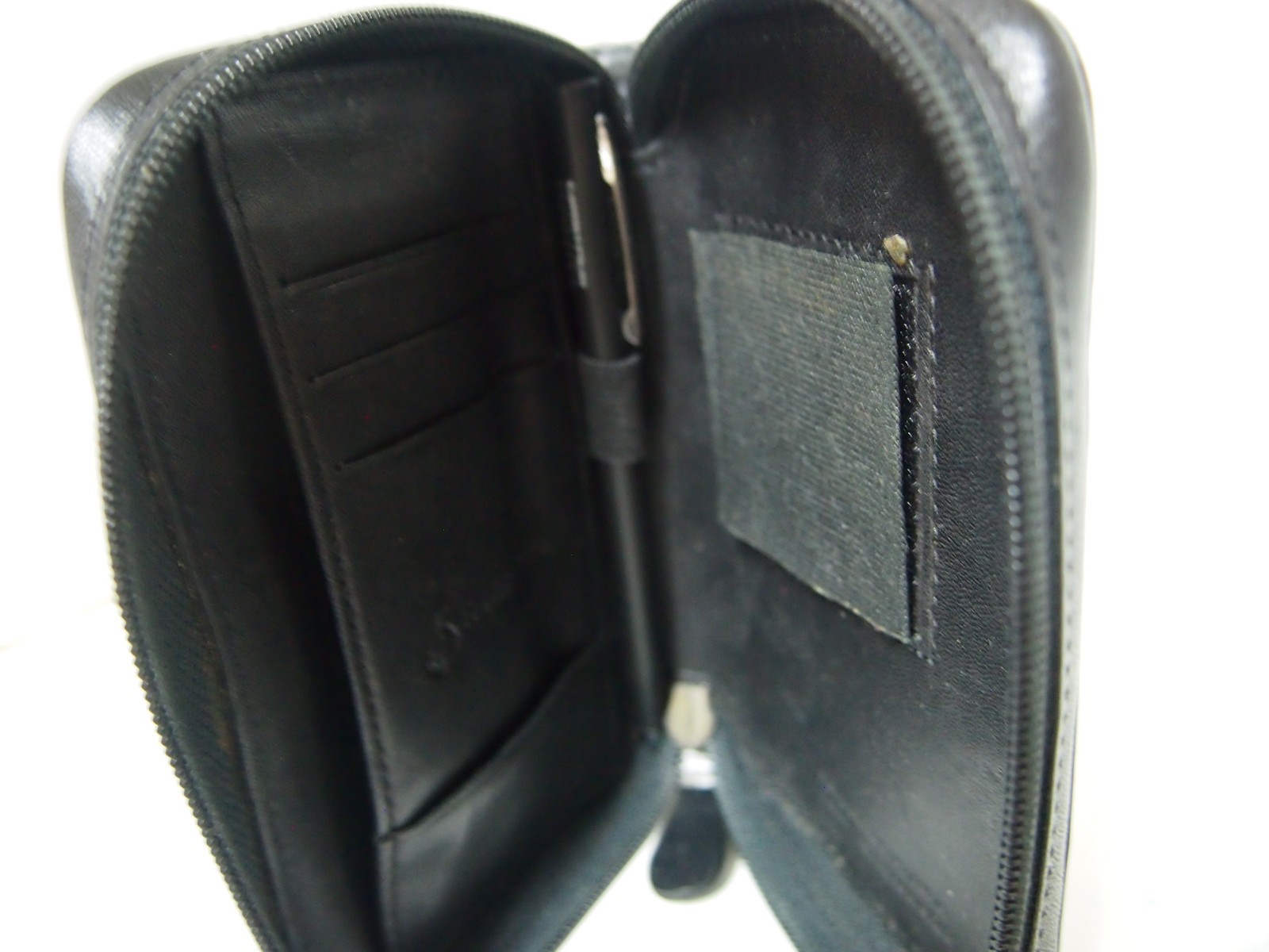 Vintage FRANKLIN COVEY Black Genuine Leather Compact full zip folder
