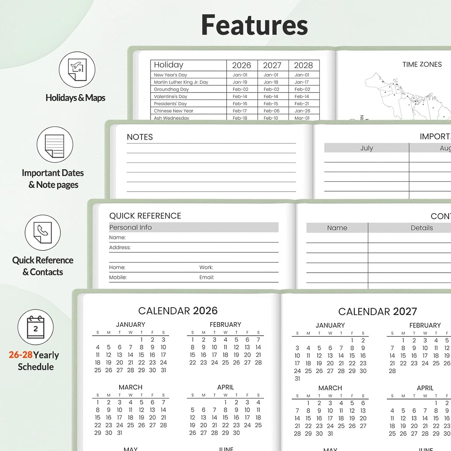2026-2027 Pocket Weekly Planner for Purse 3.5″ x 6″ – 12 July 2026 – June 20…