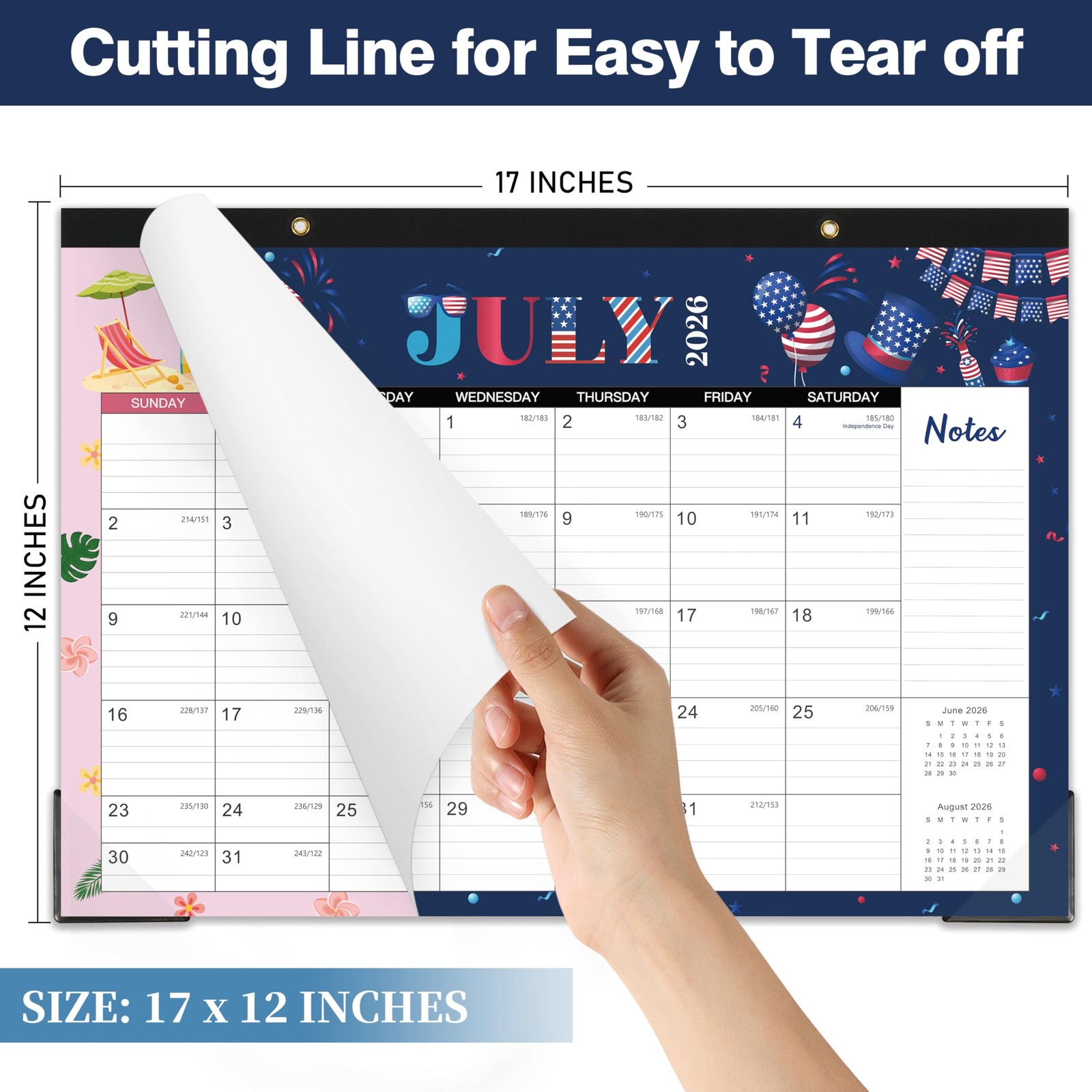 2026 Desk Calendar – 2026 from January 2026 to December 2026, 17″ x…