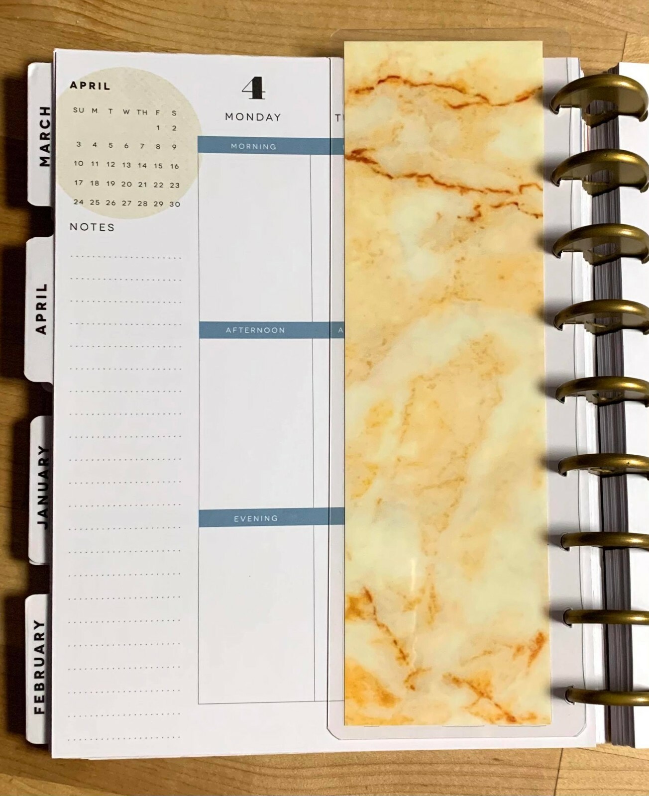 Yellow Marble Short Dashboard Bookmark for use with Happy Planner