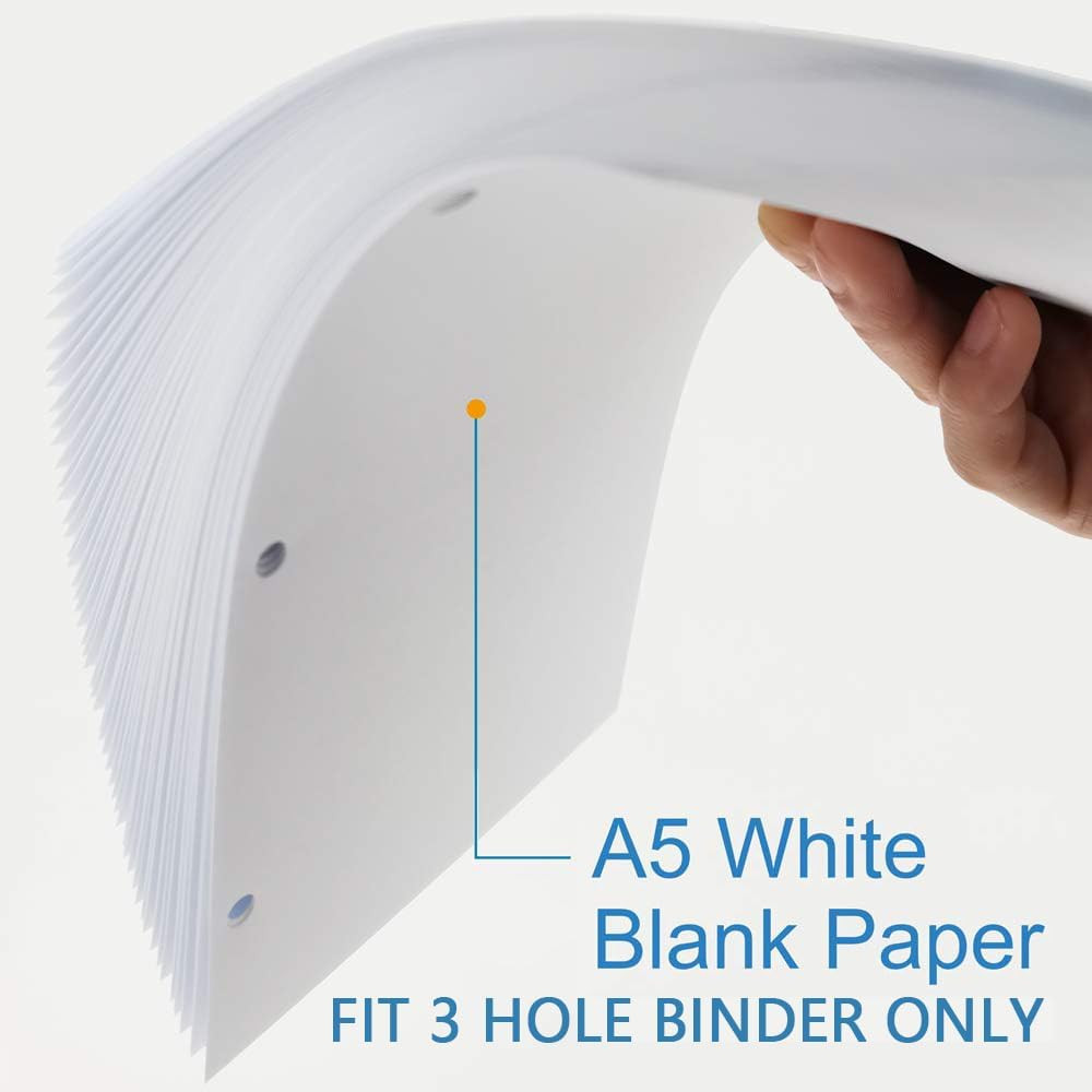 A5 Filler Paper, 3 Hole Planner Refills, Organizer, Binders, Total 100 Sheets/20