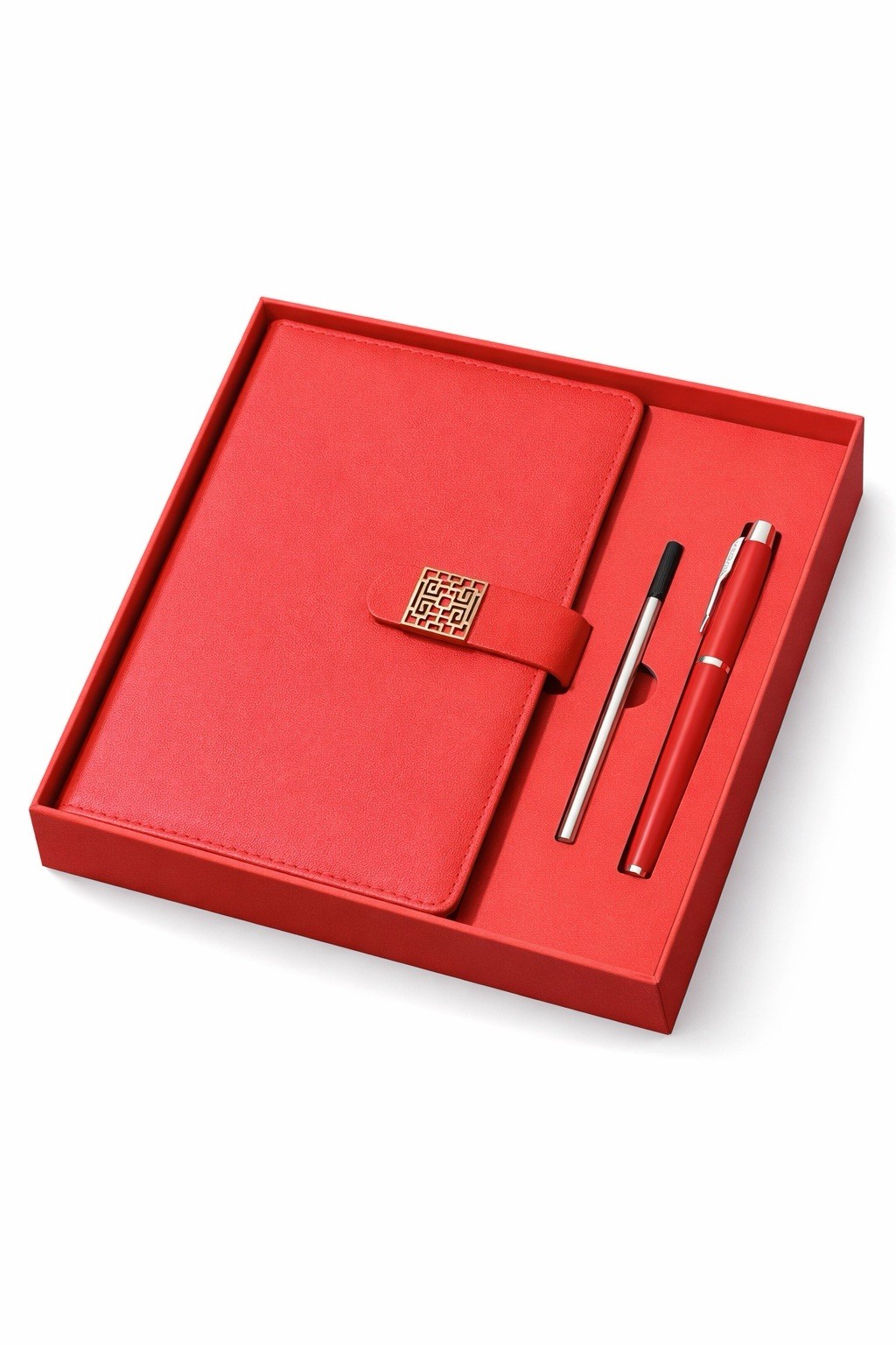 Faux Leather Blank Journal and Pen Gift Set, Assorted Colors