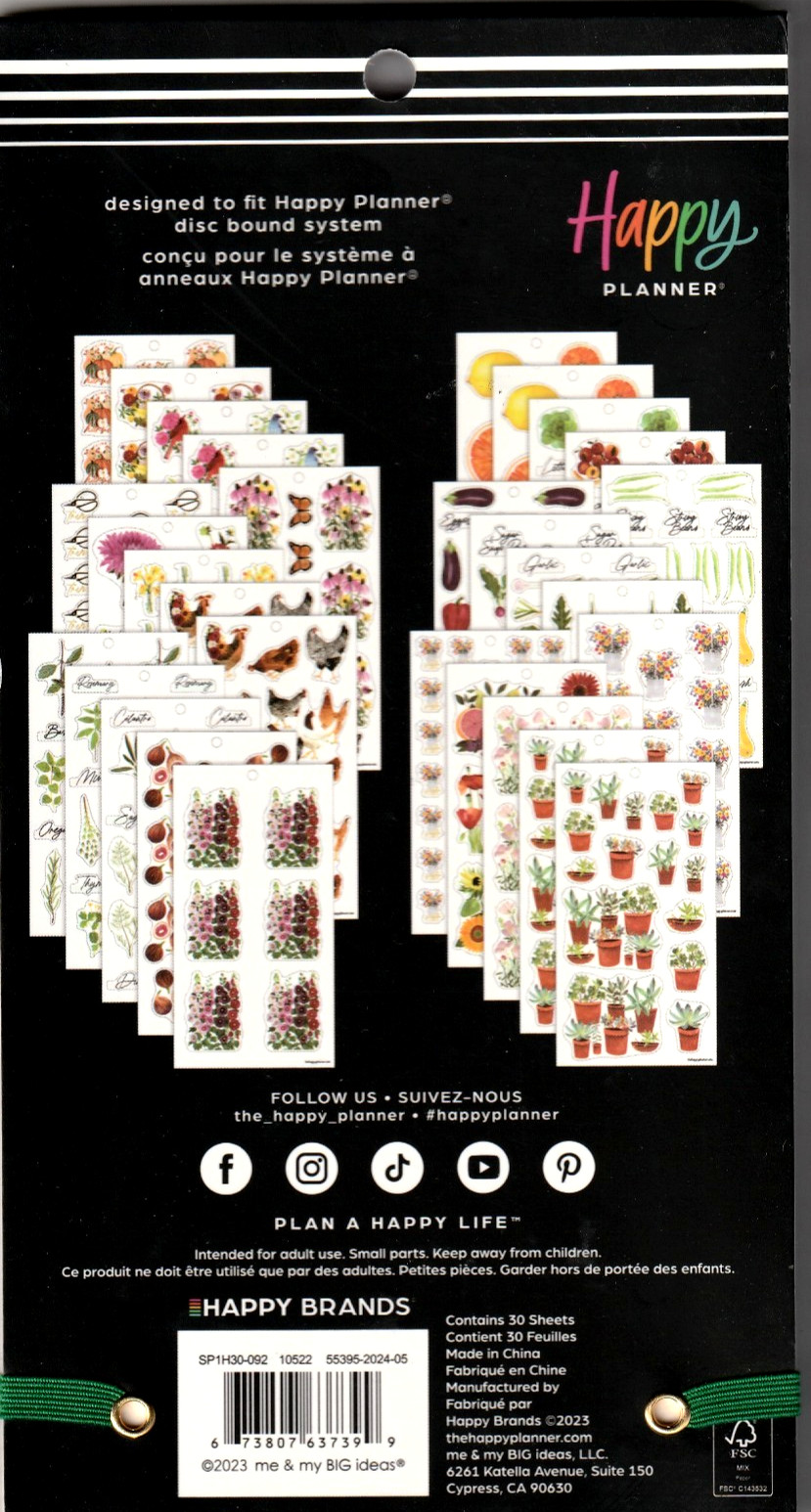 Happy Planner Garden Florals Sticker Book – 30 Pages – 470 Pieces – NEW