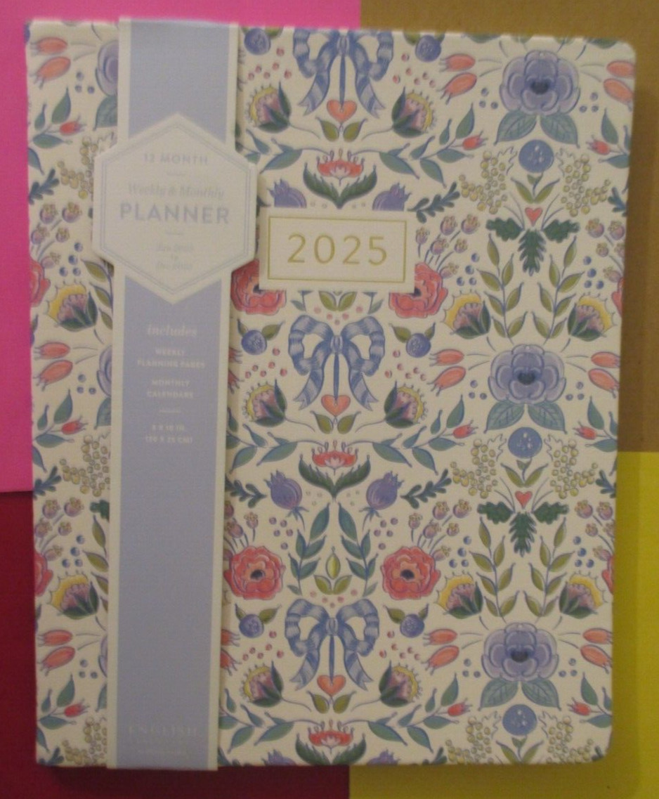 2025 Jan – Dec Weekly & Monthly NOTEs To DO 10X8″ PLANNER – PINK FLOWERs ECCOLO
