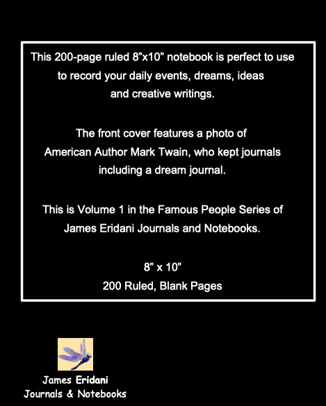 Mark Twain 8×10 Blank Journal/Notebook/Diary 200 Ruled Pages Record Events Ideas