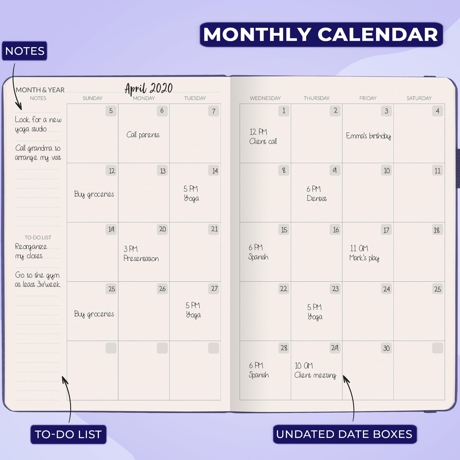 Hourly Weekly Planner – Undated Agenda & Daily Appointment Book – Time Blocki…