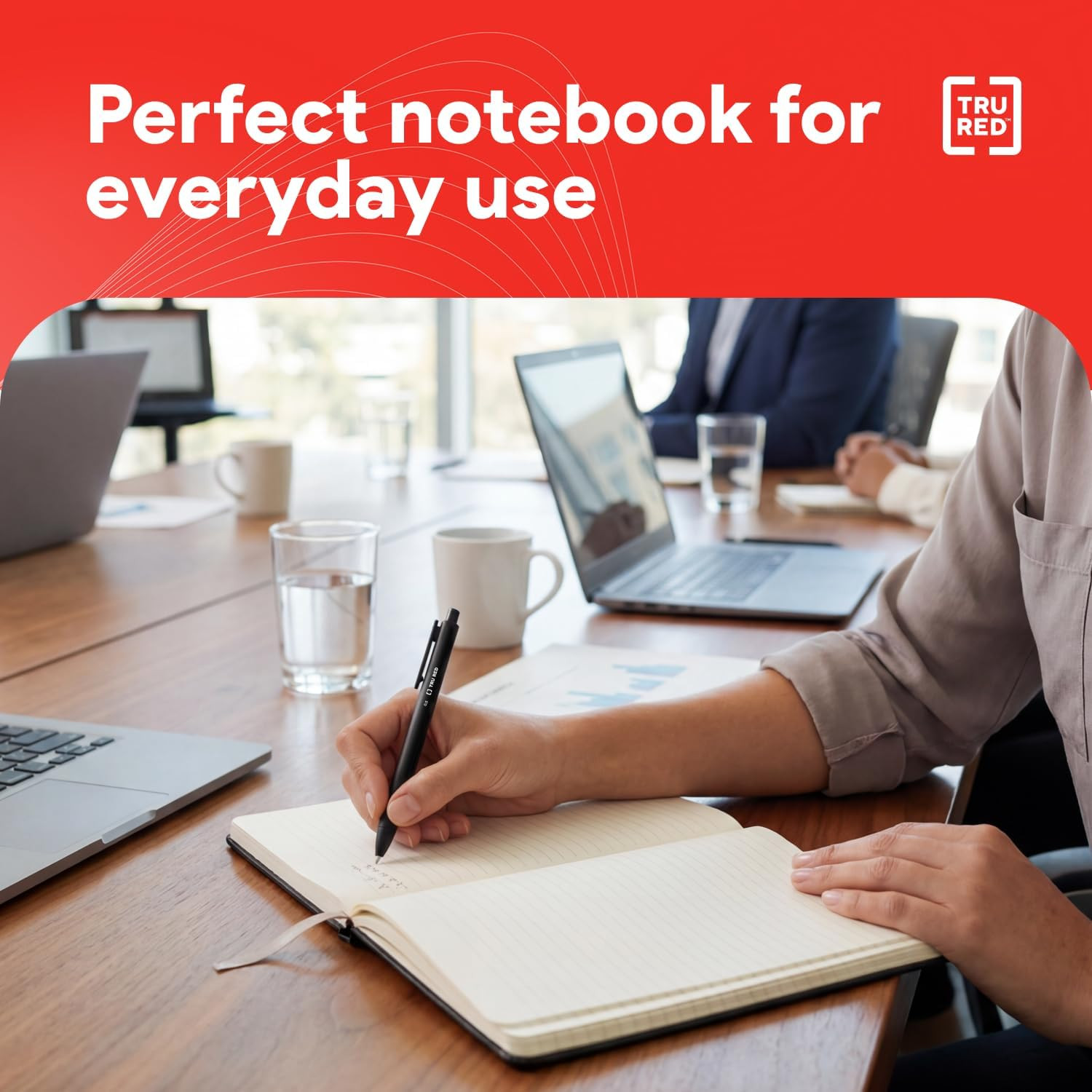 Large 8” X 10” Hardcover Ruled Journal, Black – Leather Cover, 96 Sheets, Built‑