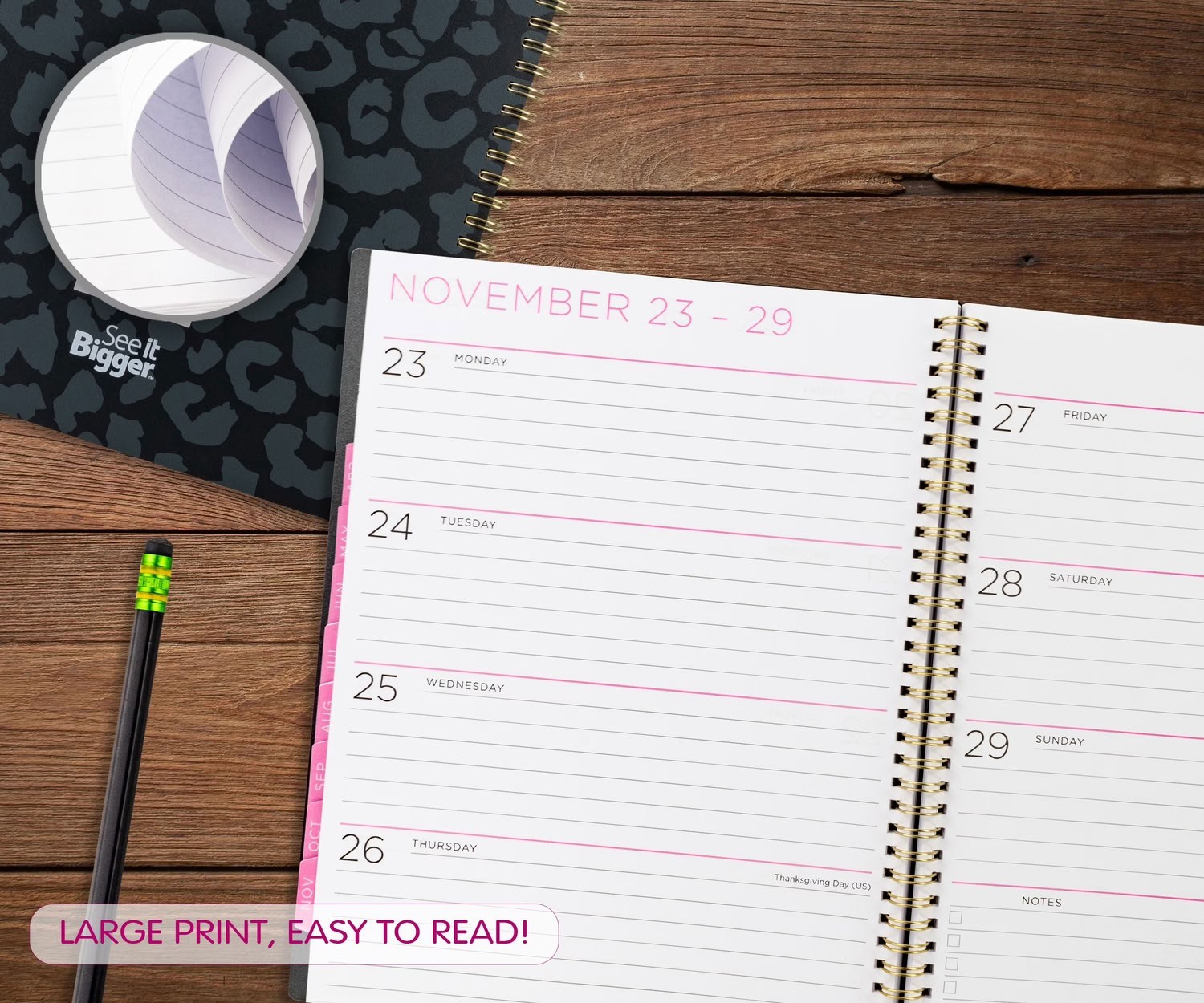 See It Bigger M/W Planner Large 9 x 11.25 Inch Black 15-Month Apr 2026-2027