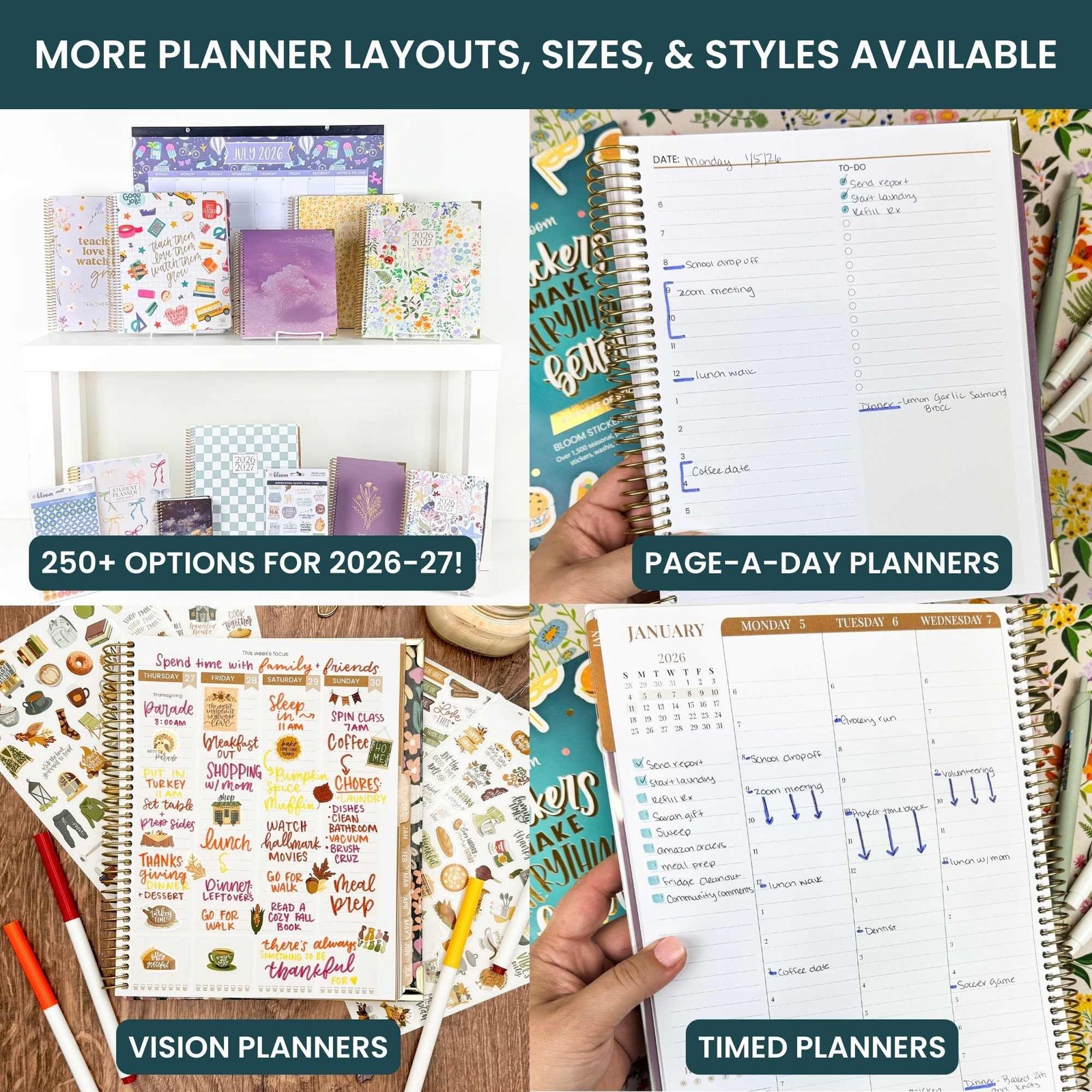 bloom daily planners 2026-2027 Planner (8.5” 8.5″ x 11″, Garden Party 2026-27