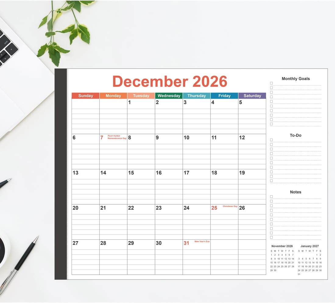 Large Desk Calendar 2026-22″ x 17″ from 22″ x 17″, Colorful