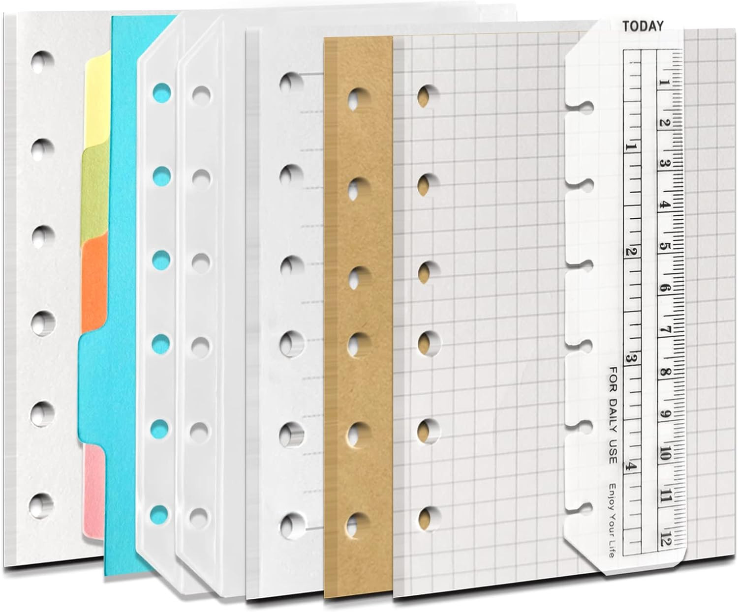 A7 6-Hole Binder Notebook Refills Set -(Gridded Paper Refills + Lined Paper +…