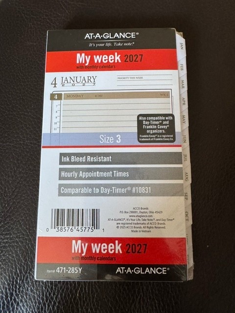 NEW AT-A-GLANCE 471-285Y Refill Loose-Leaf Weekly Monthly 2027 Planner Size 3