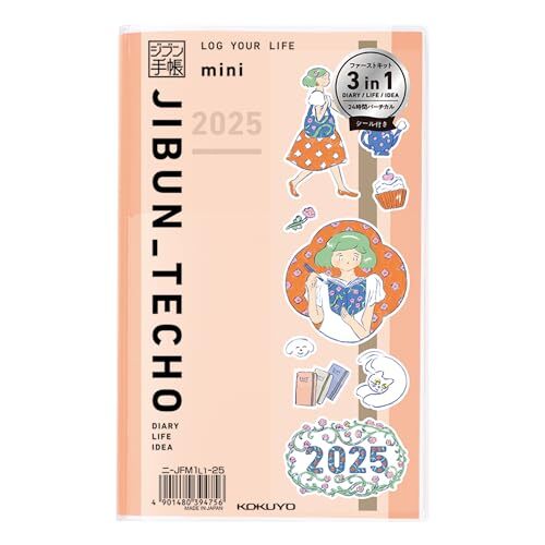 KOKUYO Jibun Techo mini First Kit Notebook 2025 B6 Slim Salmon Pink Ni-JFM1L1-25