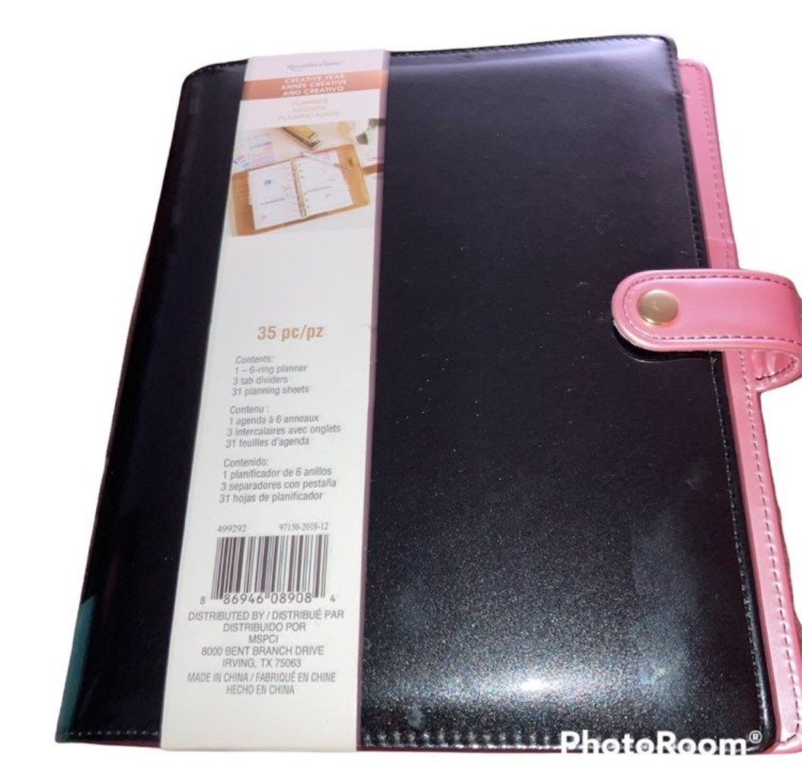 Recollections Creative Lustrous Black 6-Ring Planner Binder 35pc Snap Folio