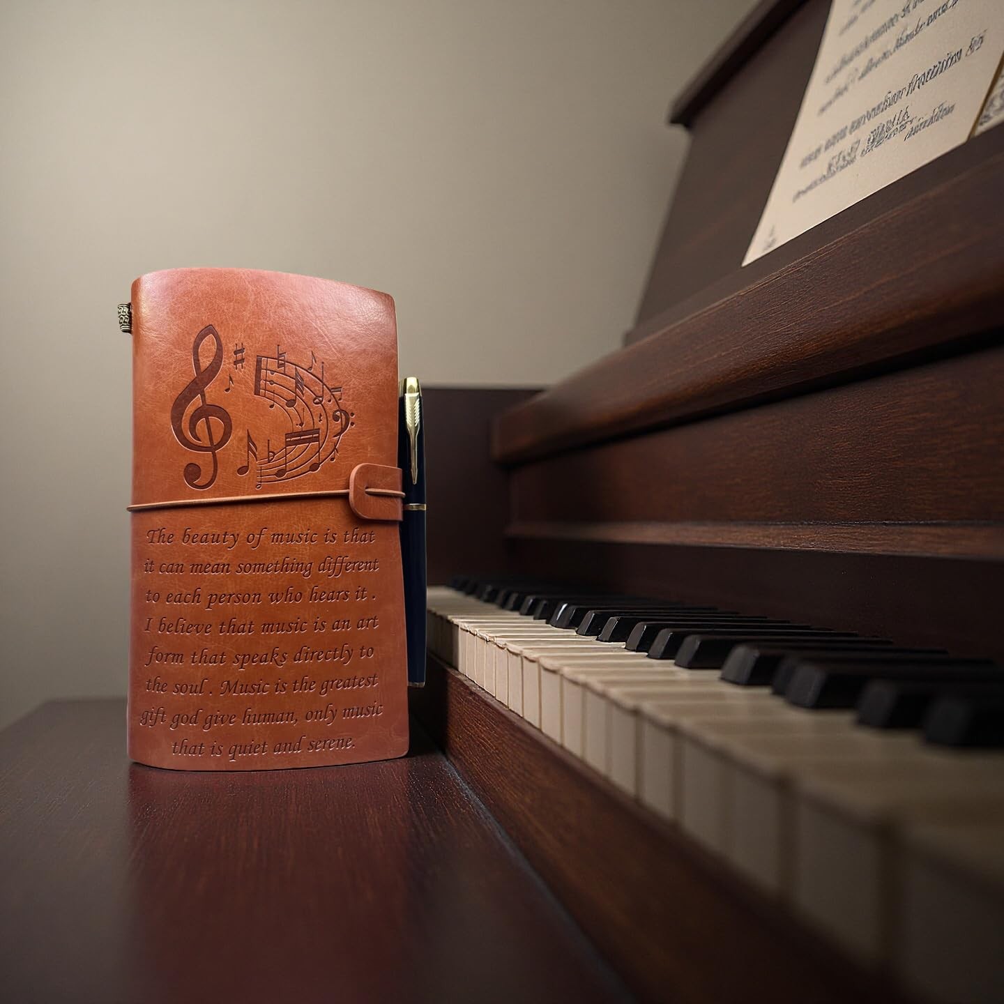 Leather Bound Musician Journal – Unique Music Notebook for Brown