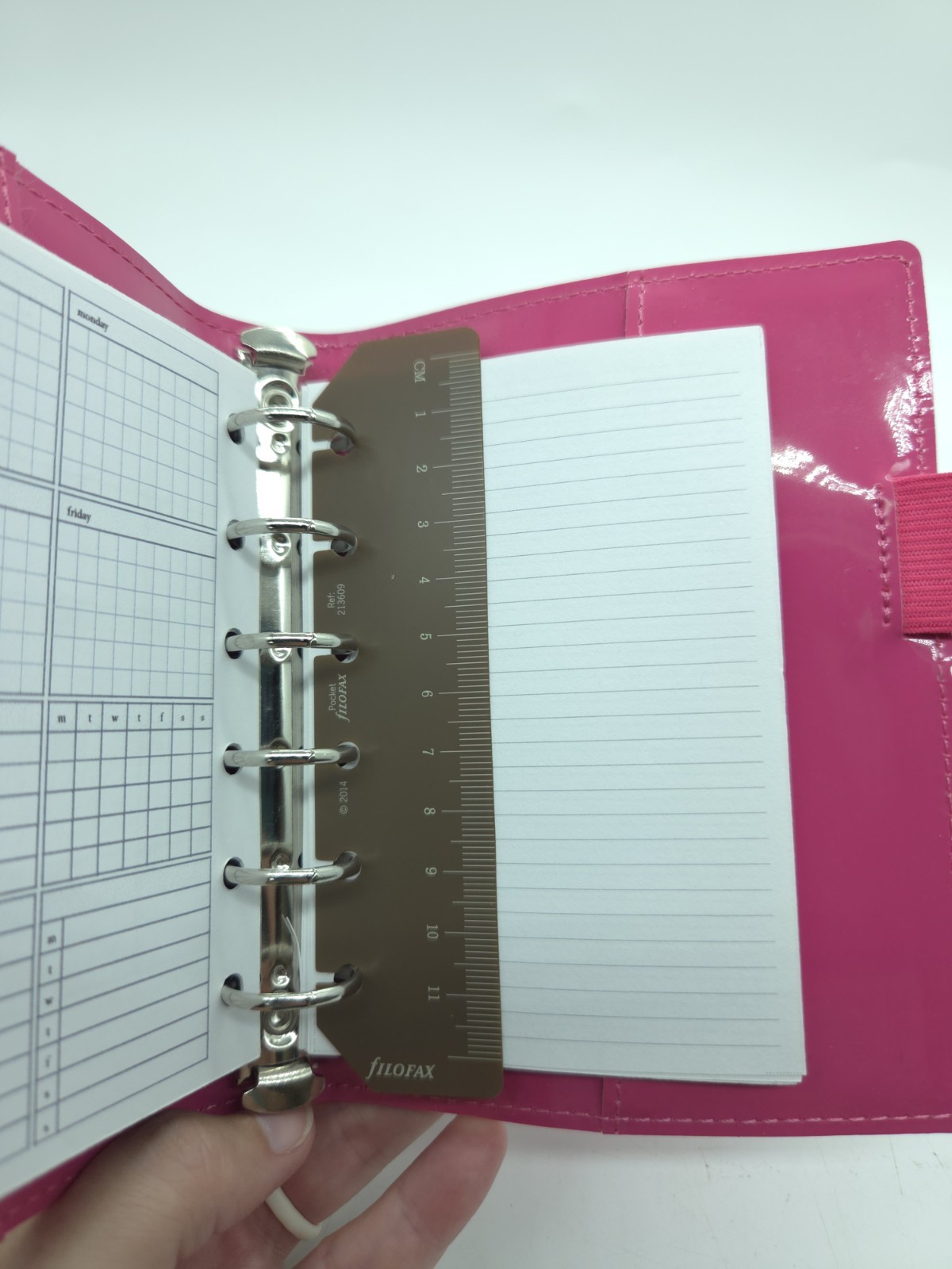 Filofax Domino Patent Pocket Hot Pink Organizer Planner