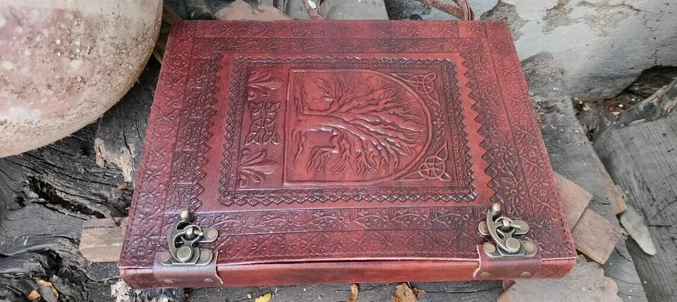 Handmade Leather Journal Tree of Life 200 Page Diary Notebook Office Story Book
