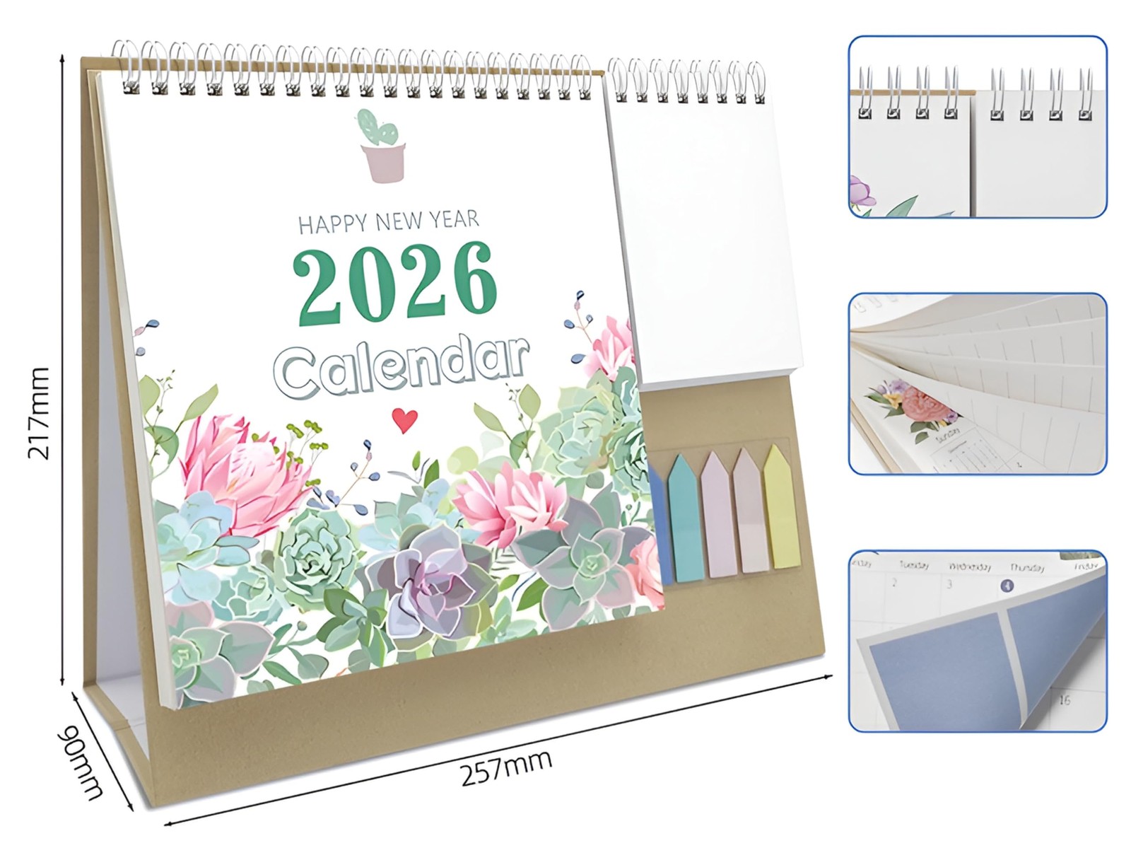 2026 Desk Calendar,12 Month Calendar,17″ x 12″,January 2026 Calendar