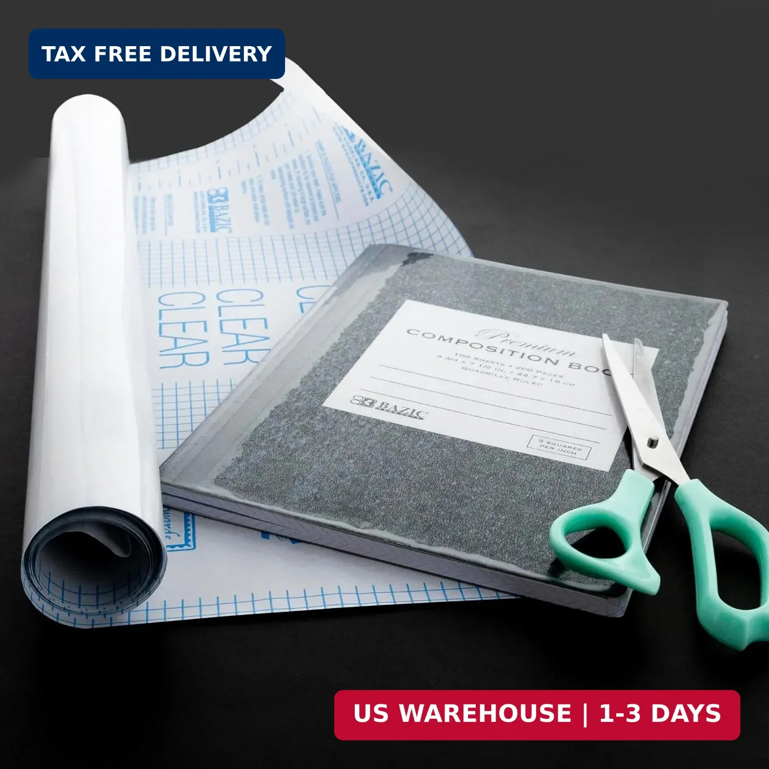 BAZIC Products Clear Self-Adhesive Book Cover Roll, 17.5 in x 5 Ft | 17.5 in x 5