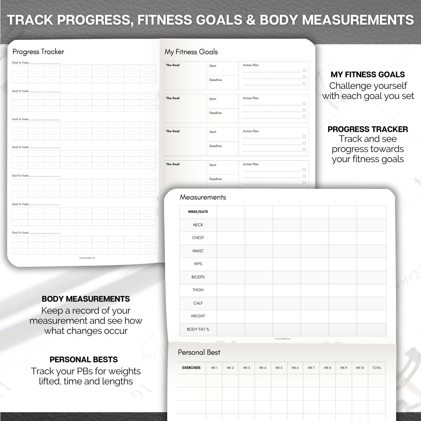 Pocket Fitness Planner A6 Gym Workout Logbook, (105 x 148 mm), Mono