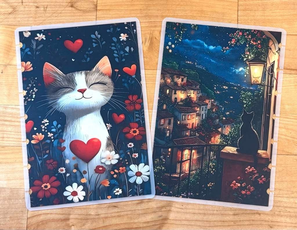 MATTE Cat Love Front & Back Cover Set 4 use w/ MINI HAPPY Planner~