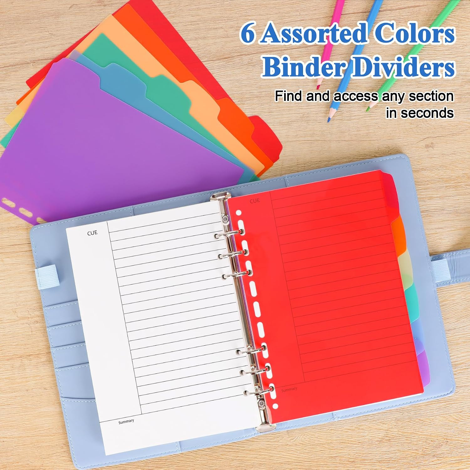 A5 Cornell Notes Refill Paper for A5 6-Ring Binder, 135 Sheets 6-Hole Filler Pap