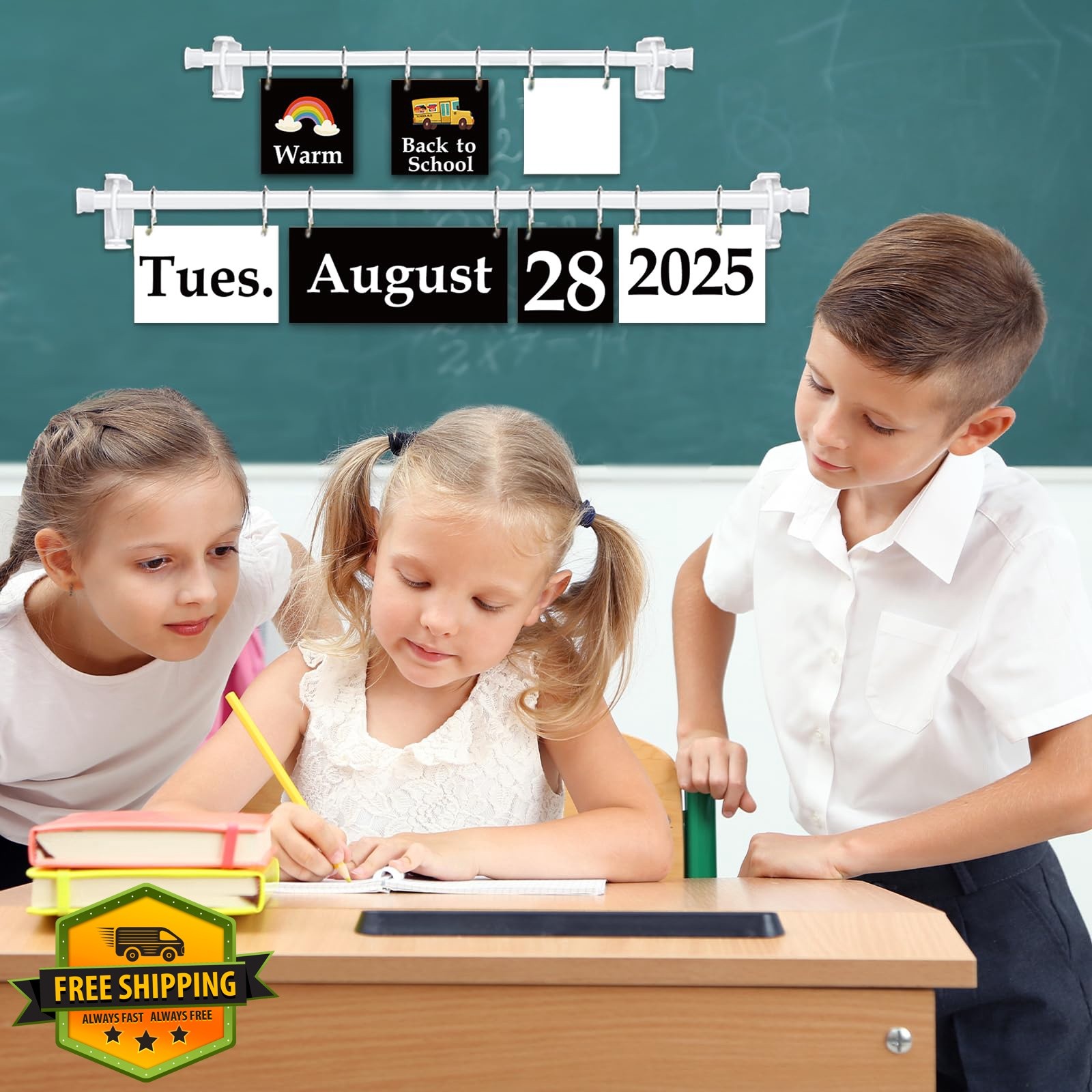 EggSun Flip Calendar Black White Classroom