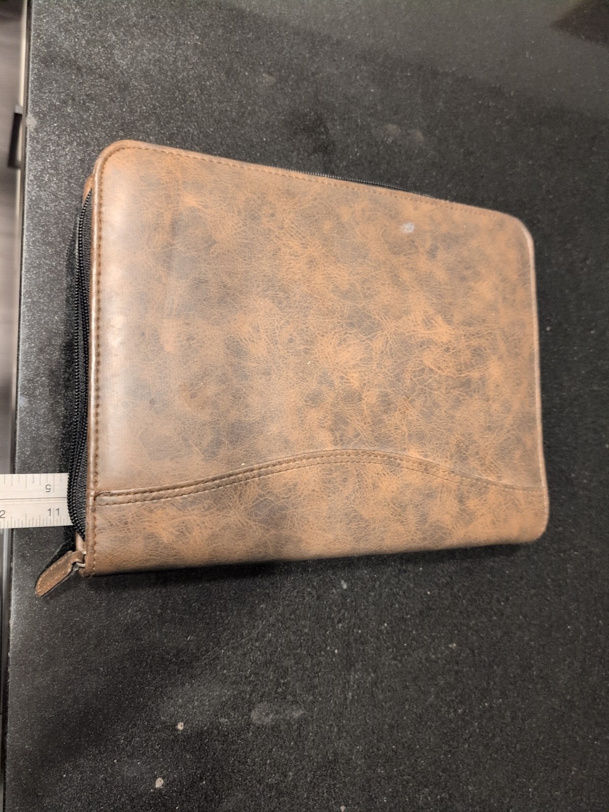 Day Timer Leather Zippered Agenda Planner Address Book Pockets Rolodex Brown