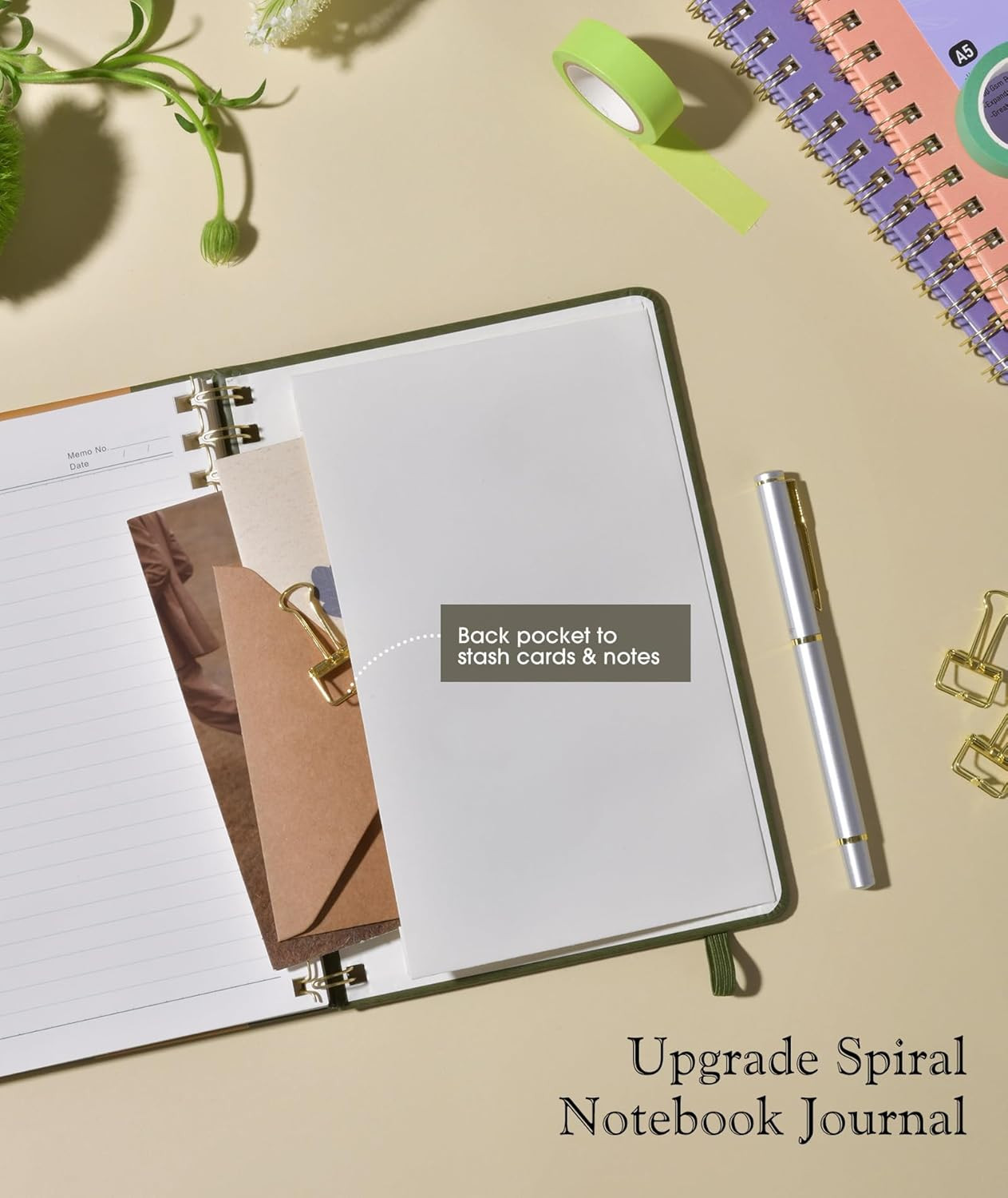 Lined Spiral Journal Notebook, A5 Hardcover Spiral Journals for Women Men, 150 N
