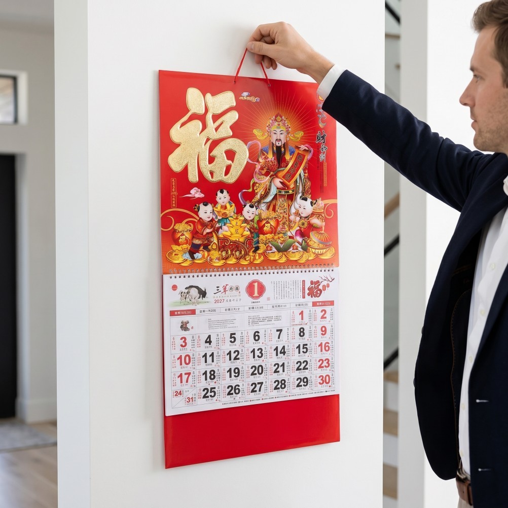 Chinese Calendar 2027: Year of the Sheep Lunar Wall Calendar with Feng Shui