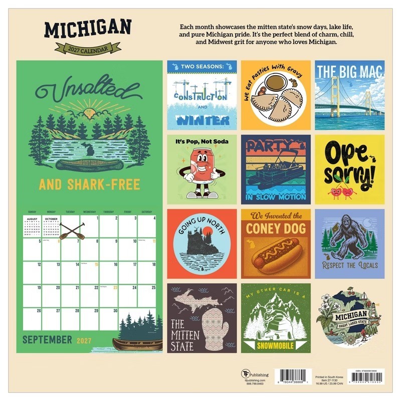 2027 Home Michigan Wall Calendar