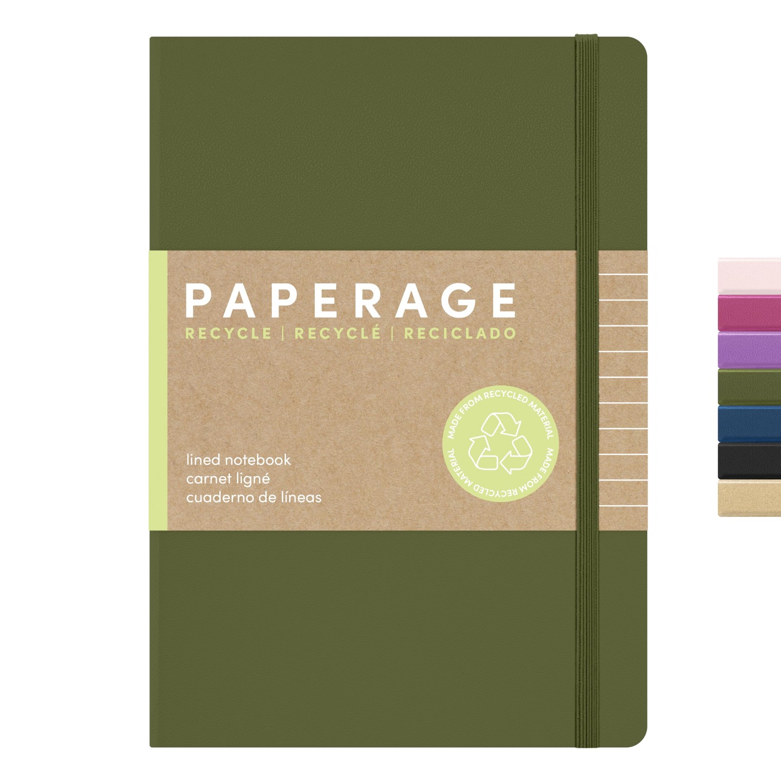 Recycled Lined Journal Notebook, (Olive), 160 Pages, Medium 5.6 in x 8 in – 1…