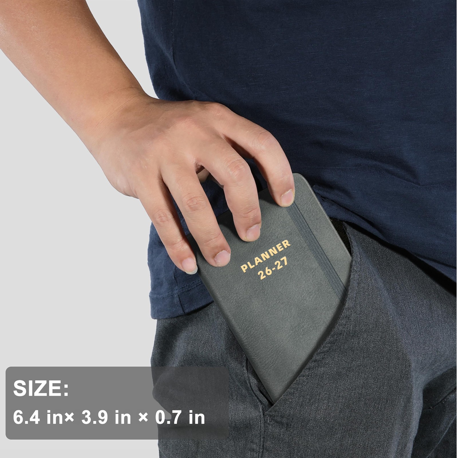 Pocket Calendar 2026-2027 – for 6.4 x 3.9 x 0.7 inches, Grey