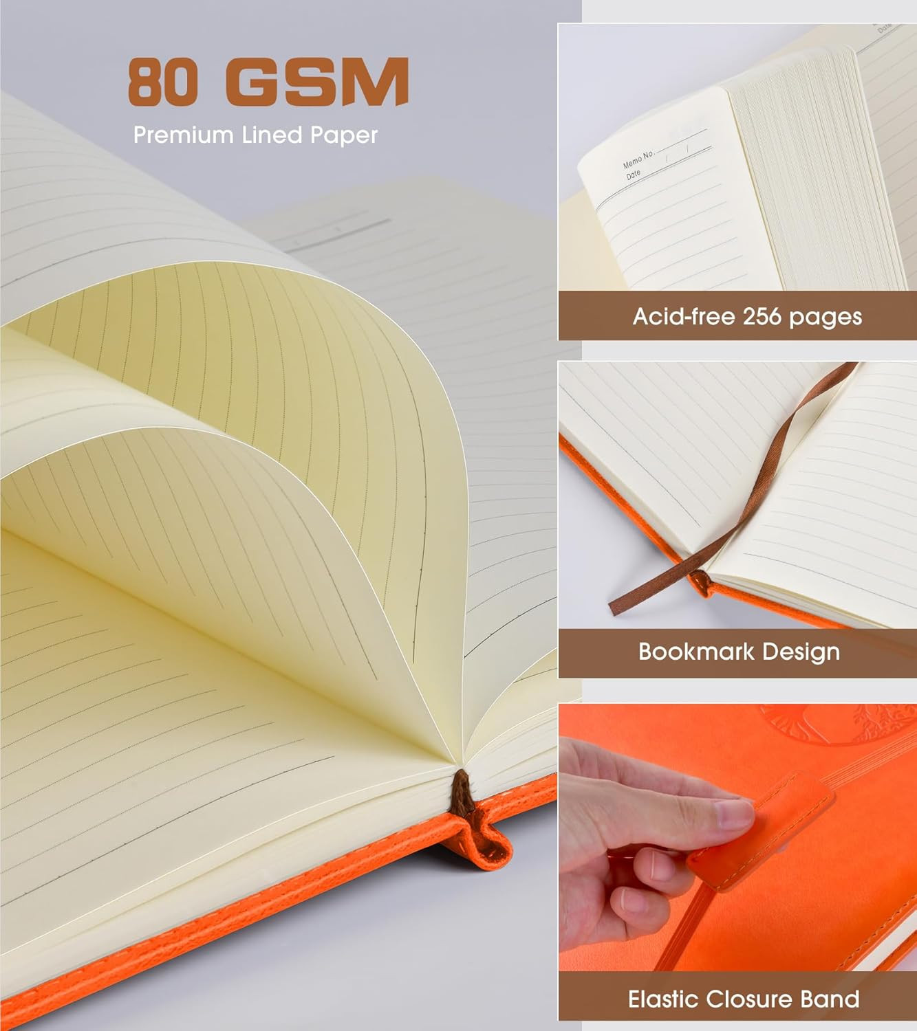 Leather Journal Notebook,256 Thick Lined Pages,Hardcover 5.7″×8.3″ | Vintage Jou