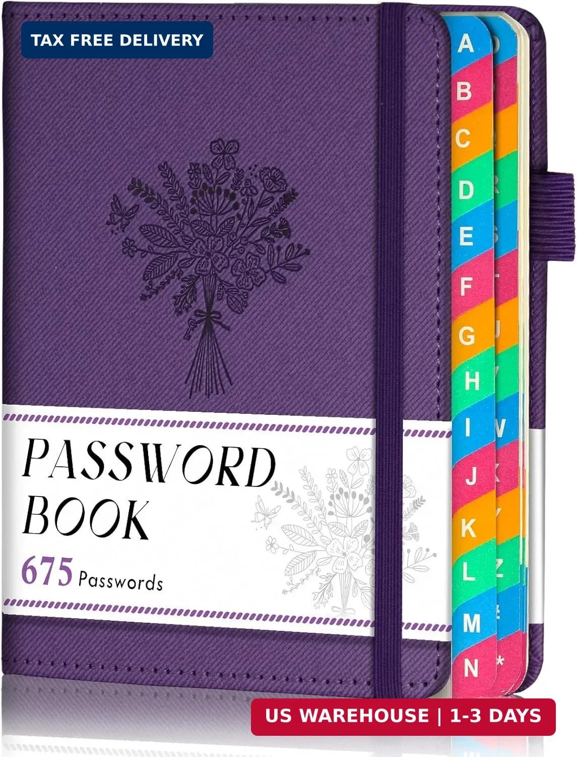 Password Keeper Book with Colorful Alphabetical Tabs, Small Pocket Password Logb