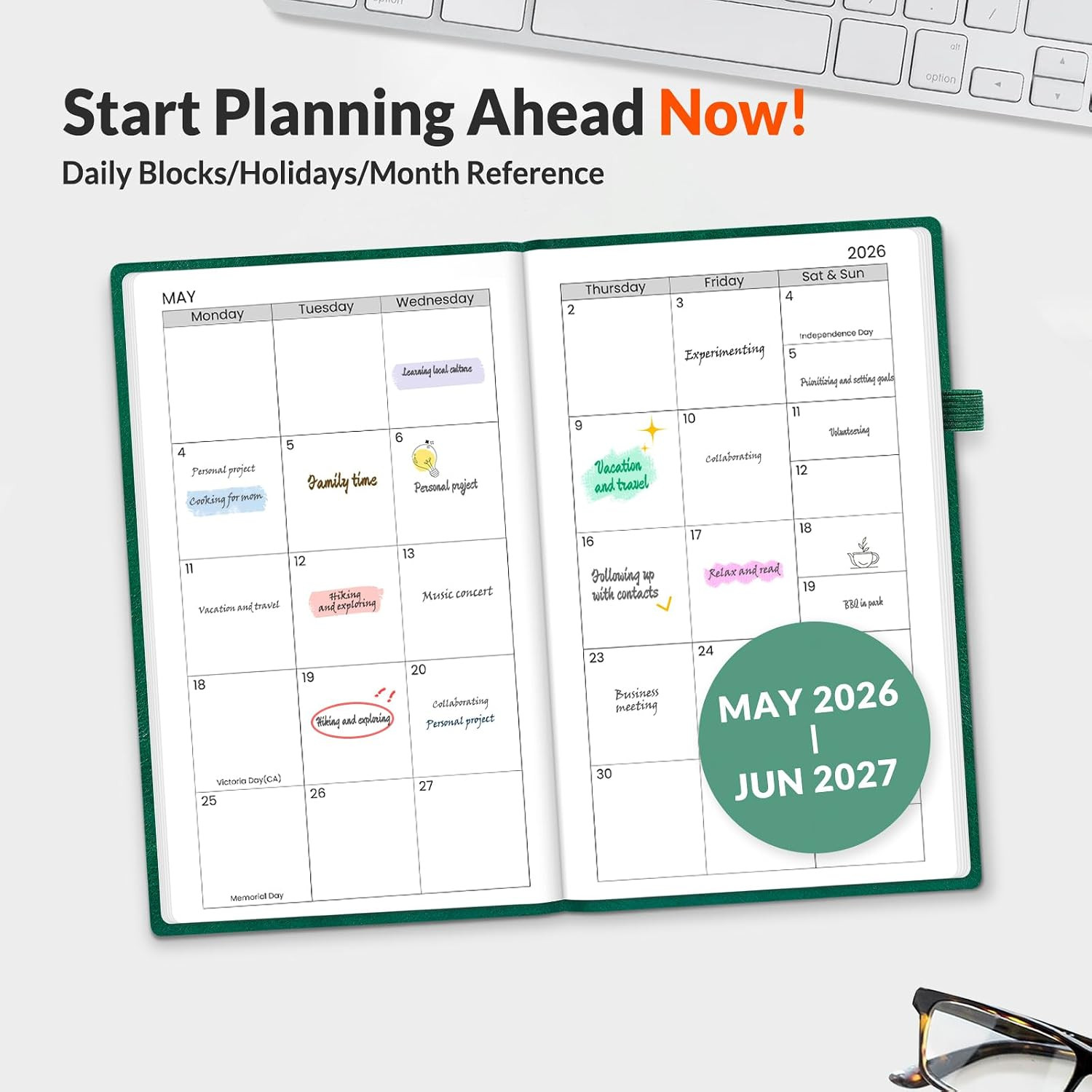 2026-2027 Pocket Weekly Planner for Purse 3.5″ x 6″ – 12 Month (July 2026 – June