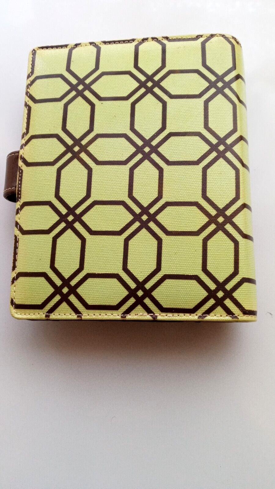 Franklin Covey Small Travel Organizer Green Geometric Pattern 6 Ring 8″ x 6″