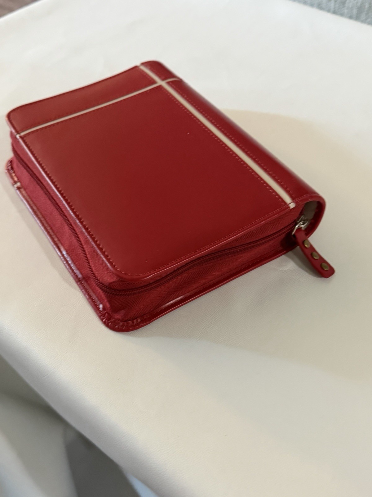 Franklin Covey Classic Zipper Planner Ring Binder Red White 6 Rings 4.25 X 6.75”