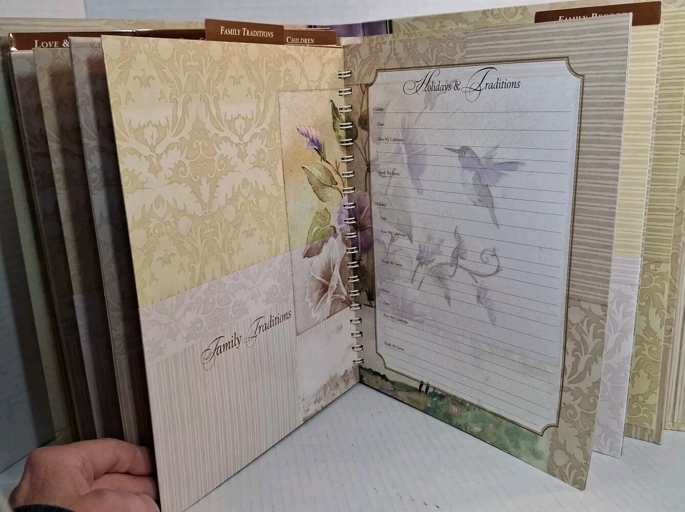 Mothers Memories Journal Keepsake Binder Pockets Acid Free Hummingbird Flowers