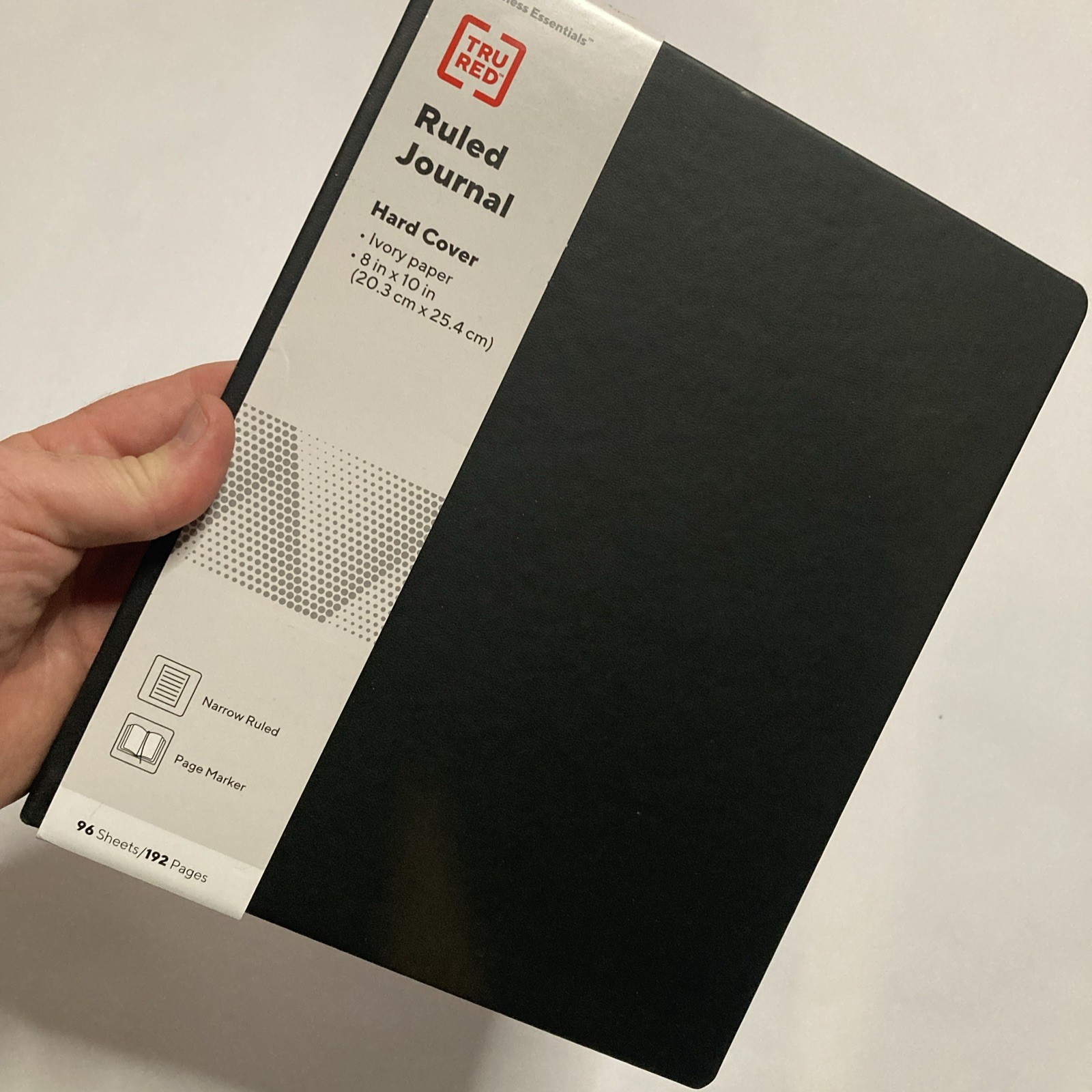 TRU RED Large 8” x 10” Hardcover Ruled Journal, Black – Leather Black