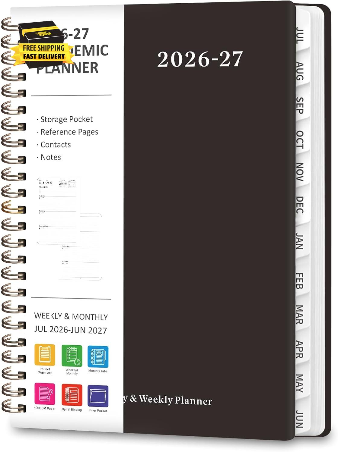 Planner 2026-2027, Weekly and Monthly Academic Year Calendar Planner, July 2026
