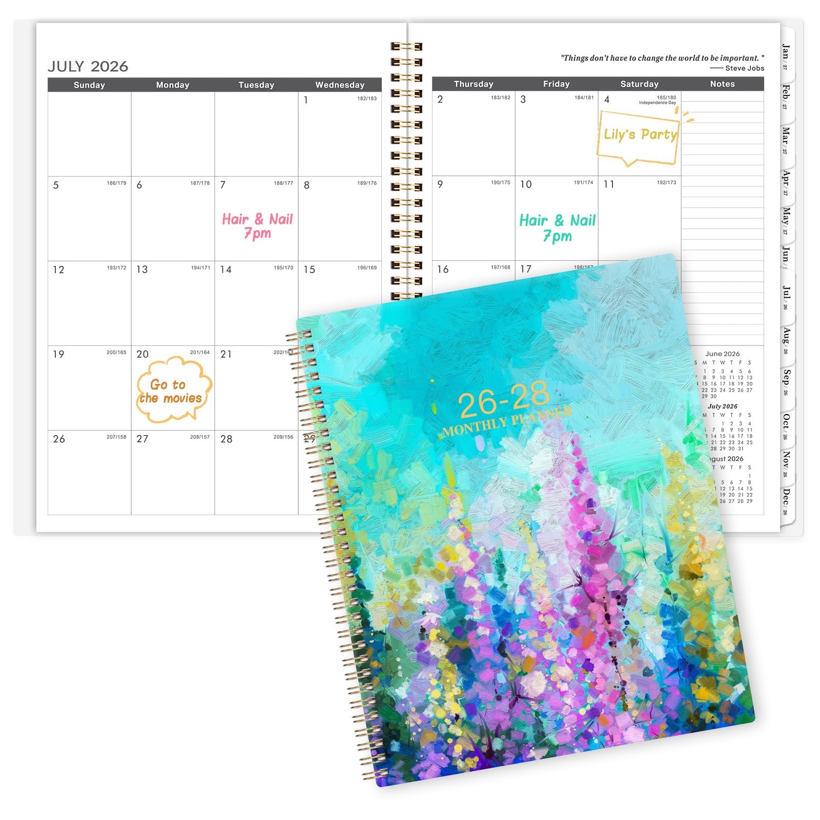 2026-2028 Monthly Planner – 2 Year 9″ x 11″, Colorful Lavender & Purple