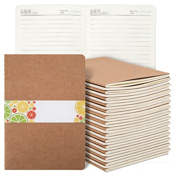30Pack A5 Blank Notebook Bulk Set Lined Kraft 80 Page Paper Journals, 8.3×5.5 in