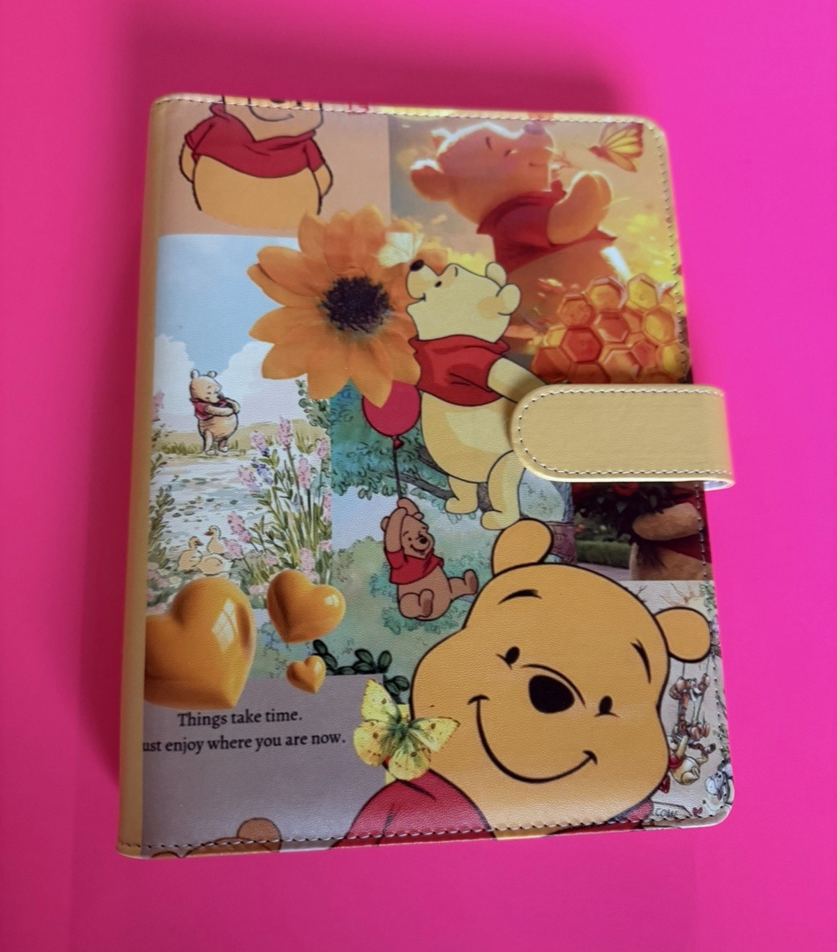 Disney Winnie the Pooh A5 Binder Organiser Planner Cover w/ Strap Closure